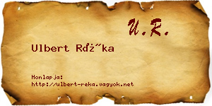 Ulbert Réka névjegykártya